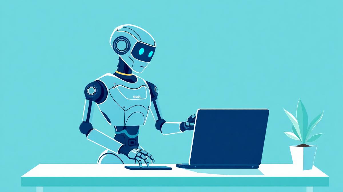 AI robot assistant helping a small business owner at a desk
