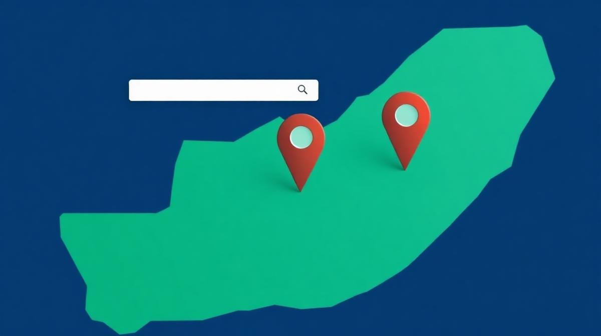 Map of South Africa with location pins showing local SEO targeting