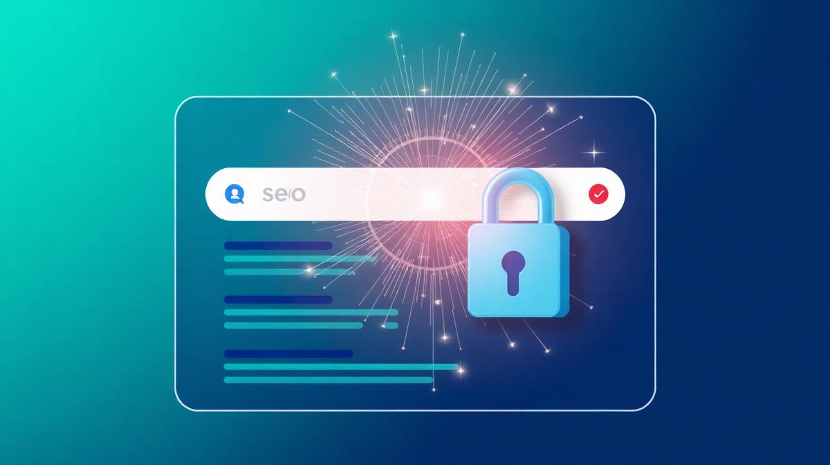 SEO search results with AI enhancement and security padlock